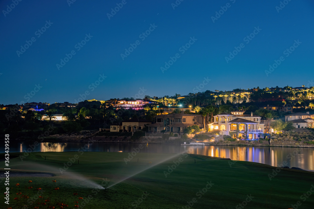 Night view of some beautiful residence house at Lake Las Vegas Night view of some beautiful residence house at Lake Las Vegas
