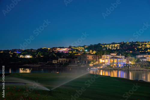 Photography Night view of some beautiful residence house at Lake Las Vegas