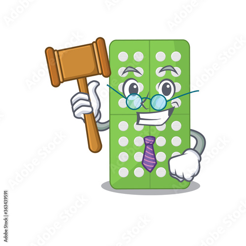 A judicious judge of medicine pills caricature concept wearing glasses