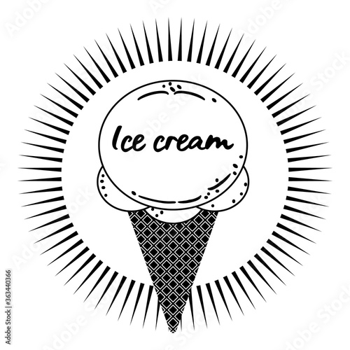 Refreshing ice cream decal for marketing, advertisement, blogpost, invitation, ice cream truck, restaurant, menu, food event, online store, design element, website banner, mobile app, t-shirt, textile