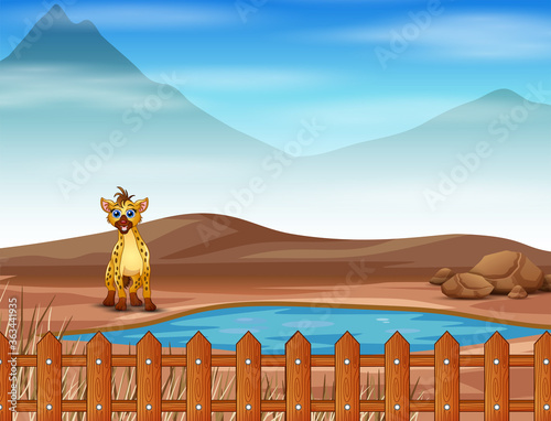 Scene with hyena living at the savanna