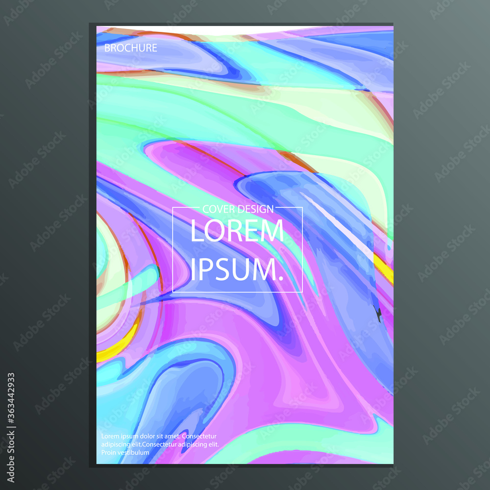 Naklejka premium Mixture of acrylic paints. Liquid marble texture. Fluid art. Applicable for design cover, presentation, invitation, flyer, annual report, poster and business card, desing packaging. Modern artwork.
