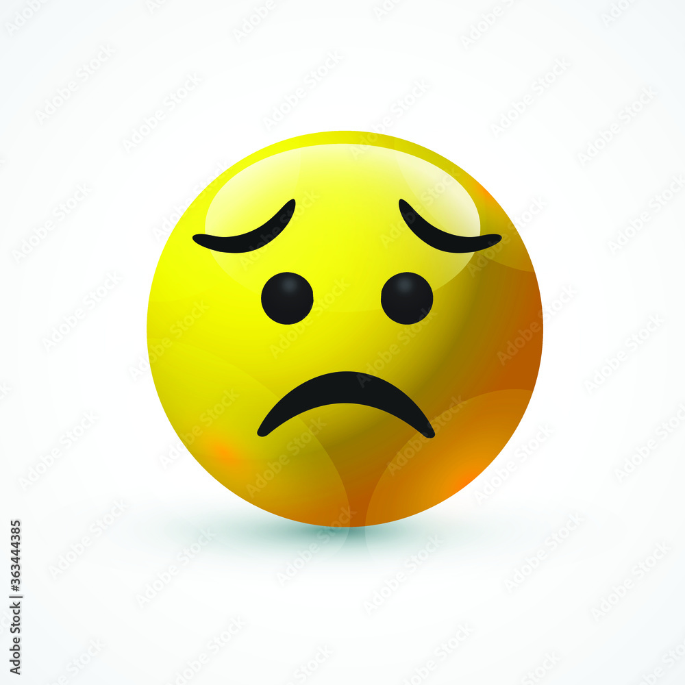 vector round yellow cartoon bubble Sad Sadface Worried emoticons comment  social media Facebook Instagram Whatsapp chat comment reactions, icon  template face emoji character message Stock Vector | Adobe Stock