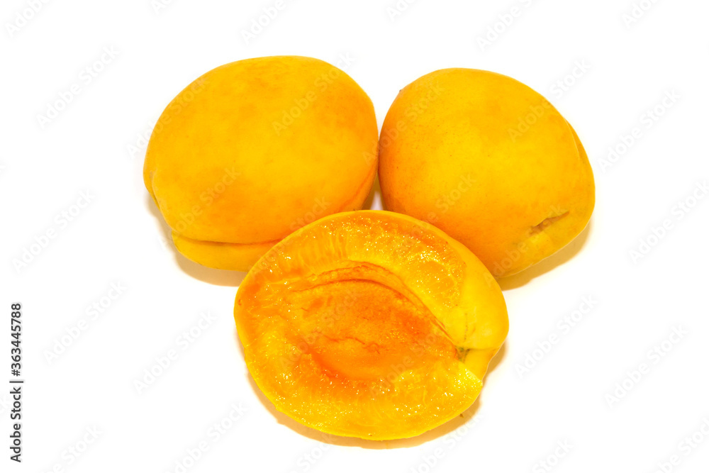 isolated on white background apricots close-up isolated on white background apricots close-up