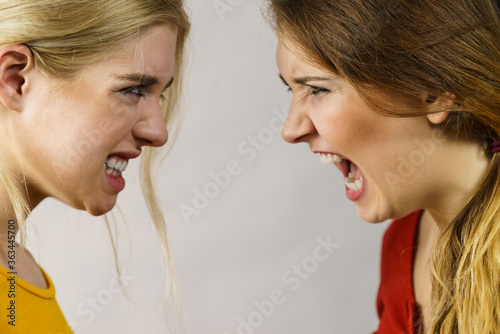 Photo Angry fury girls screaming at each other