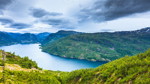 Mountains landscape and fjord in Norway © Voyagerix