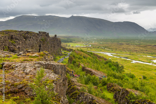 View of the path in the Thingvellir National Park.