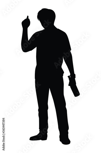 Drunk man with beer bottle silhouette vector