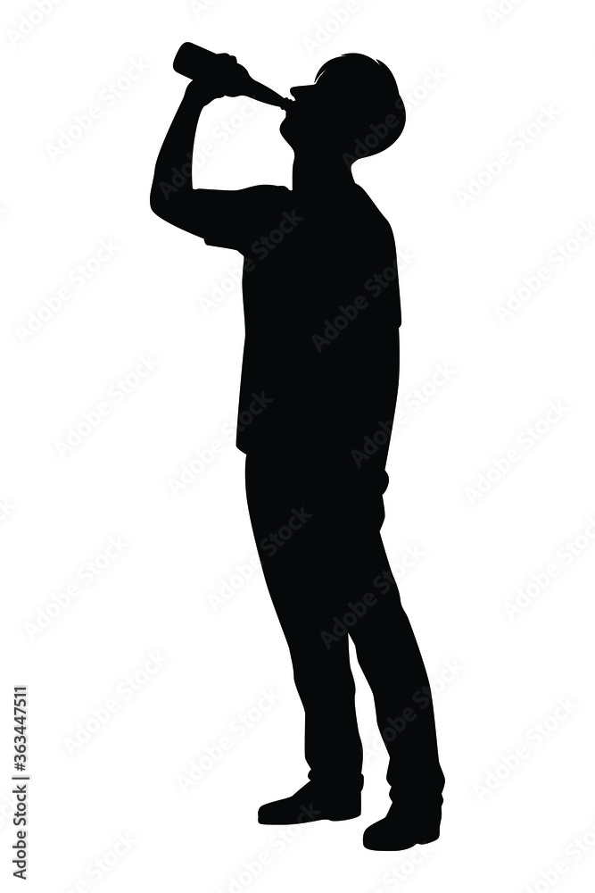 Drunk man with beer bottle silhouette vector Drunk man with beer bottle silhouette vector