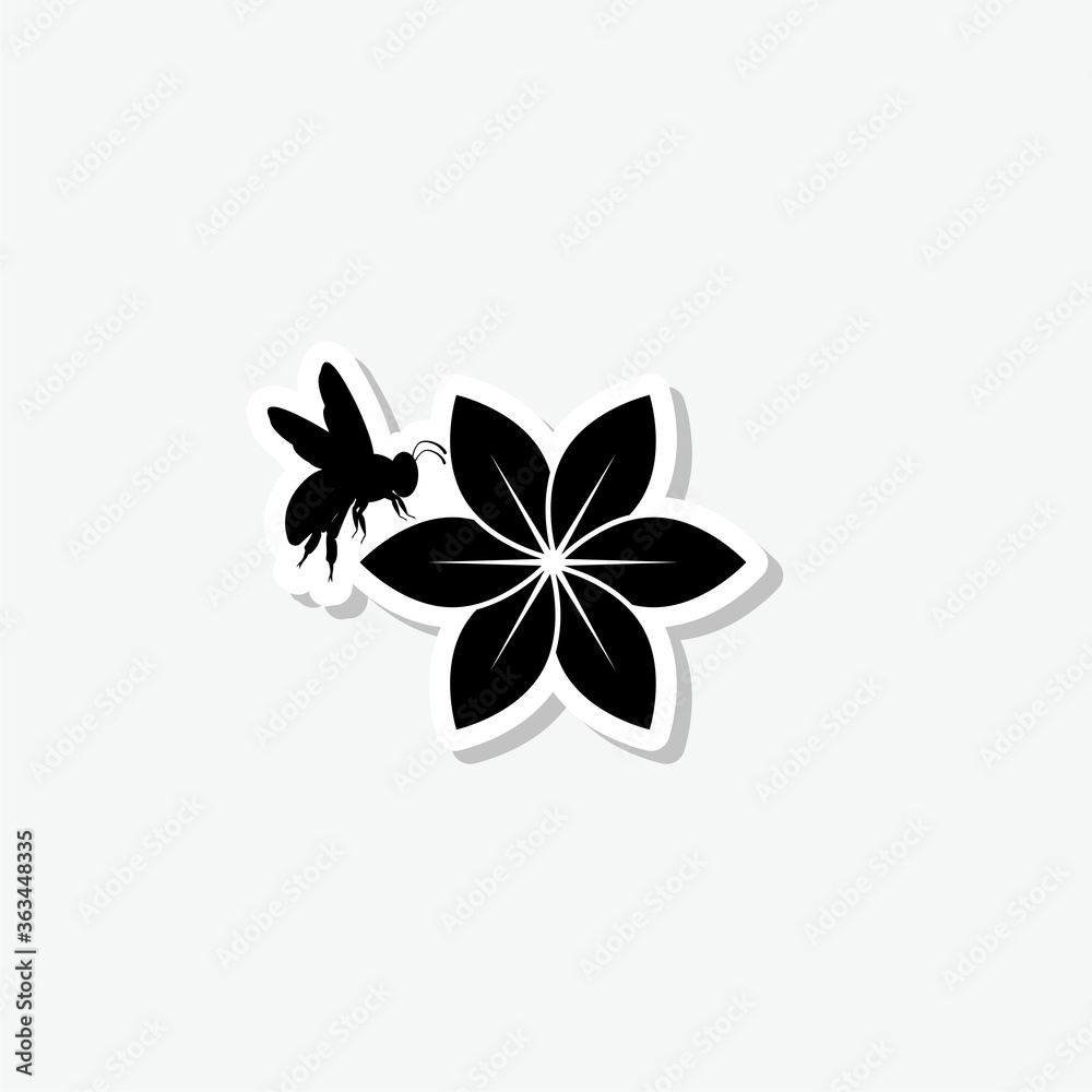 Bee sticker icon isolated on gray background Bee sticker icon isolated on gray background