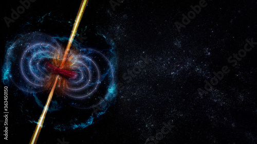 Fototapeta Naklejka Na Ścianę i Meble -  Abstract space wallpaper. Black hole with infinity curves lines in outer space. Copy space. Elements of this image furnished by NASA.