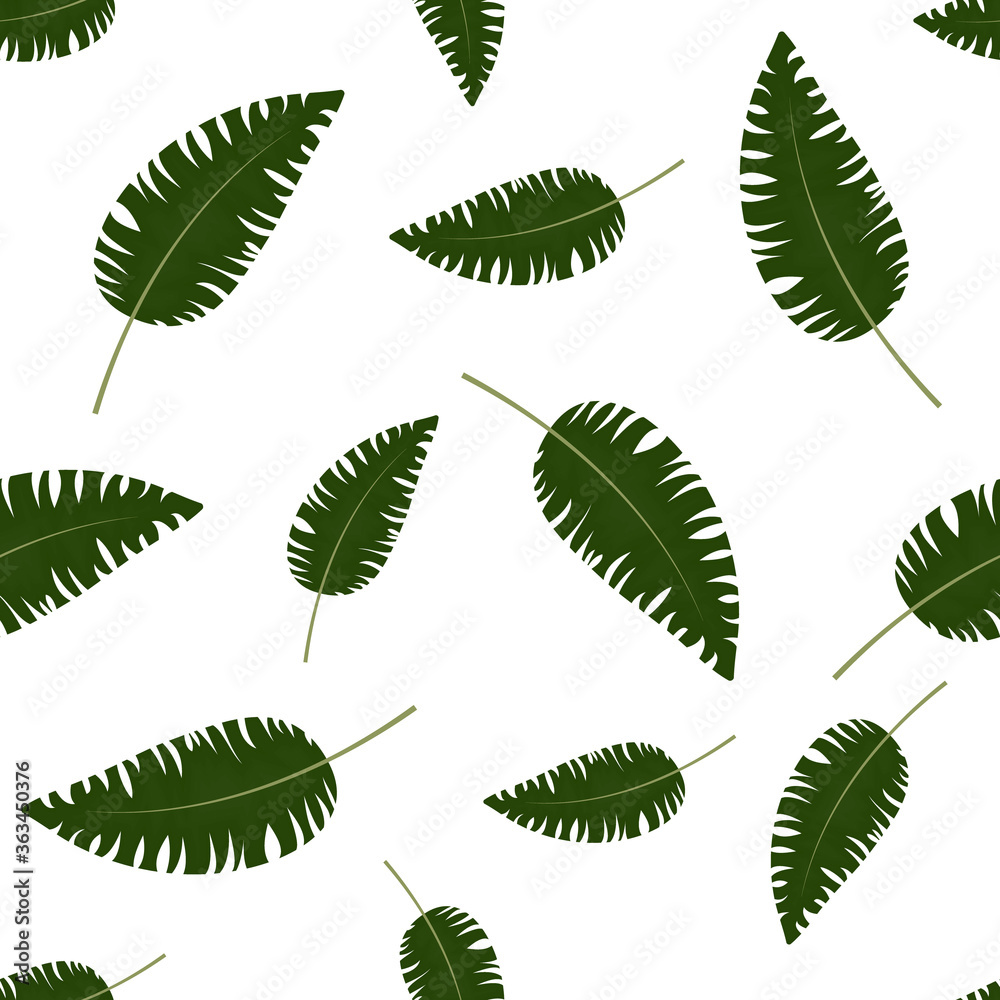 pattern and tropical leaves on a white background, color vector illustration, design, decoration, background pattern and tropical leaves on a white background, color vector illustration, design, decoration, background