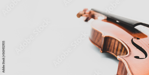 Obraz na plátně Close-up Of Violin Against White Background