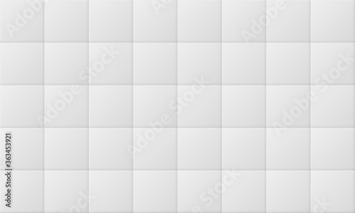 Realistic light tile wall or floor for bathroom, toilet, kitchen or swimming pool. White square mosaic surface, ceramic tiled grid pattern
