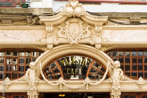 pediment of the Majestic cafe in Porto