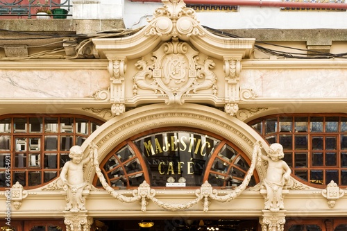 pediment of the Majestic cafe in Porto photo