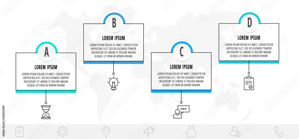 Thin line infographic template with 4 steps, labels. Modern business concept infographics with circles for flow chart, info graph, timeline, content, levels. Thin line infographic template with 4 steps, labels. Modern business concept infographics with circles for flow chart, info graph, timeline, content, levels.