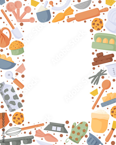 Bakery and pastry frame. Retro design template for menu, poster, banner, packaging. Vector illustration.