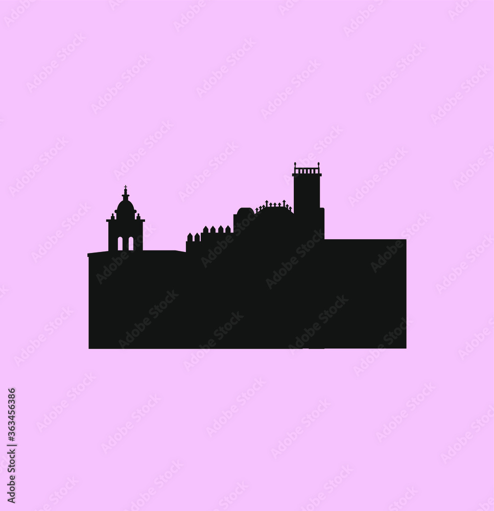 silhouette cathedral of orense city in spain