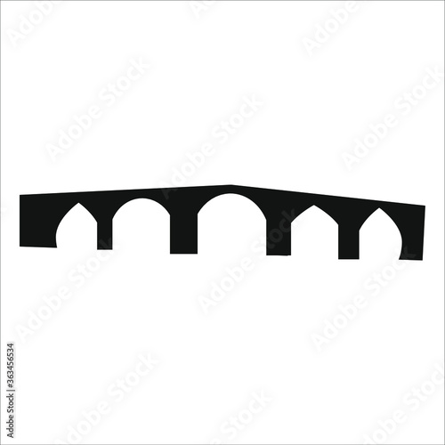silhouette roman bridge of orense city in spain