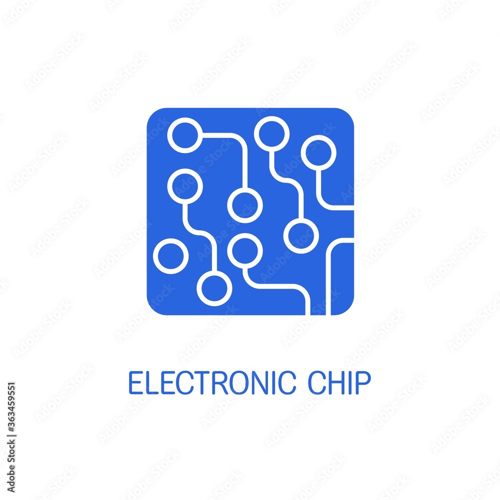 Electronic chip. Vector linear icon isolated on white background.