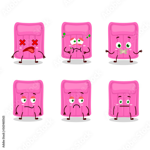 Air mattress cartoon character with nope expression