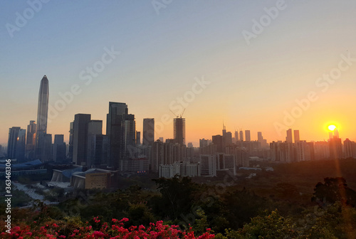 Shenzhen skyline at sunset, China