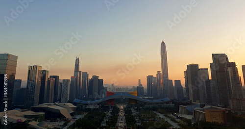 Shenzhen skyline at sunset  China