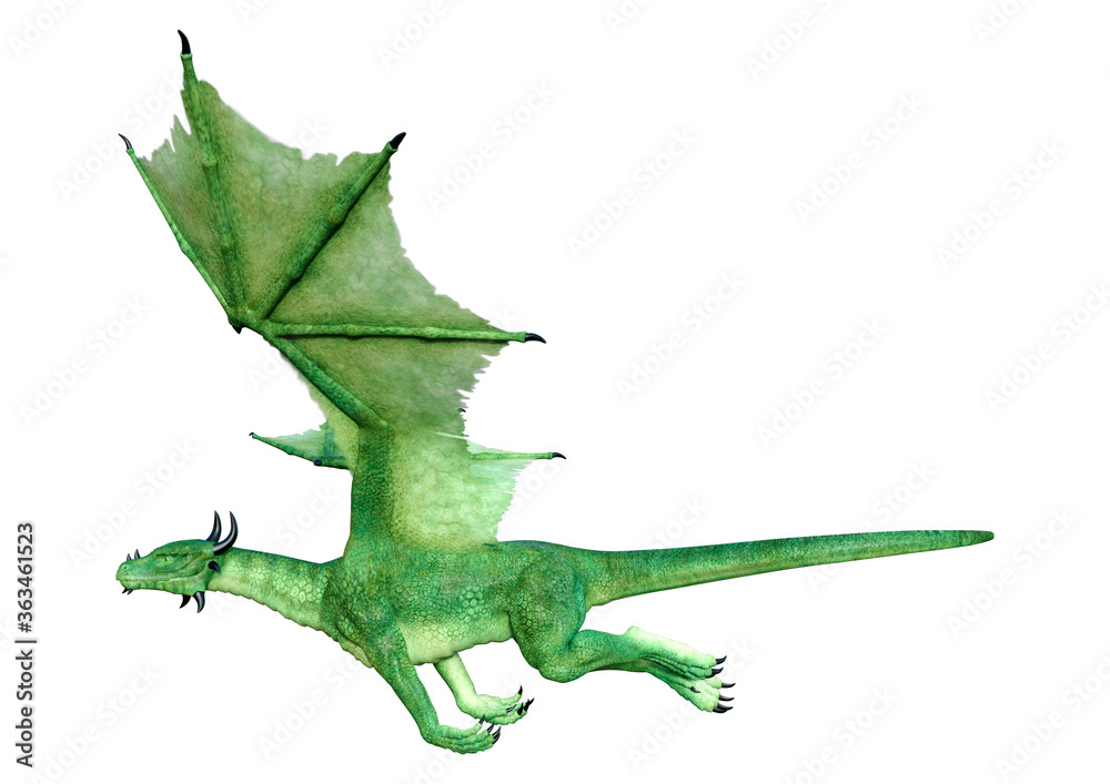 Obraz premium 3D Rendering Fairy Tale Dragon on White