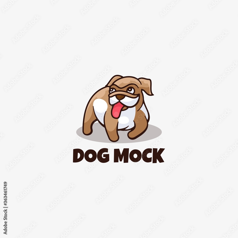 Vector Logo Illustration Dog Mock Simple Mascot Style.