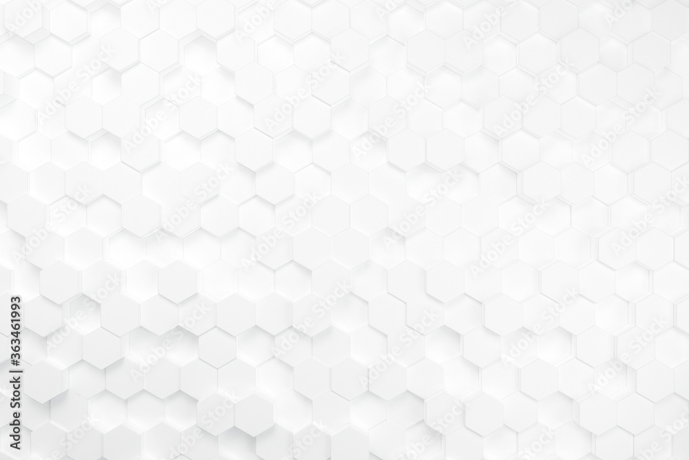 Abstract background. Embossed Hexagon, honeycomb white Background, light and shadow, 3d render Abstract background. Embossed Hexagon, honeycomb white Background, light and shadow, 3d render