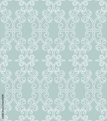Classic seamless vector pattern. Damask orient light blue and white ornament. Classic vintage background. Orient ornament for fabric, wallpaper and packaging
