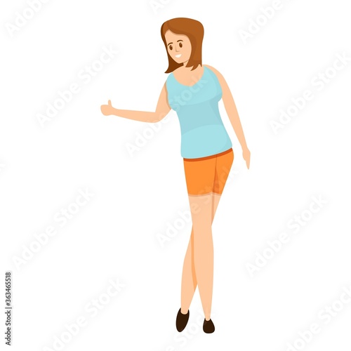 Alone girl hitchhiking icon. Cartoon of alone girl hitchhiking vector icon for web design isolated on white background