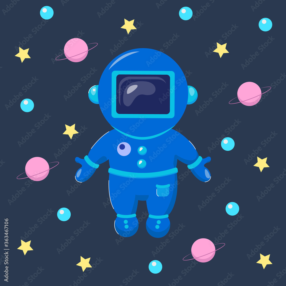 Astronaut float in space. Cute funny cosmonaut. Astronaut float in space. Cute funny cosmonaut.