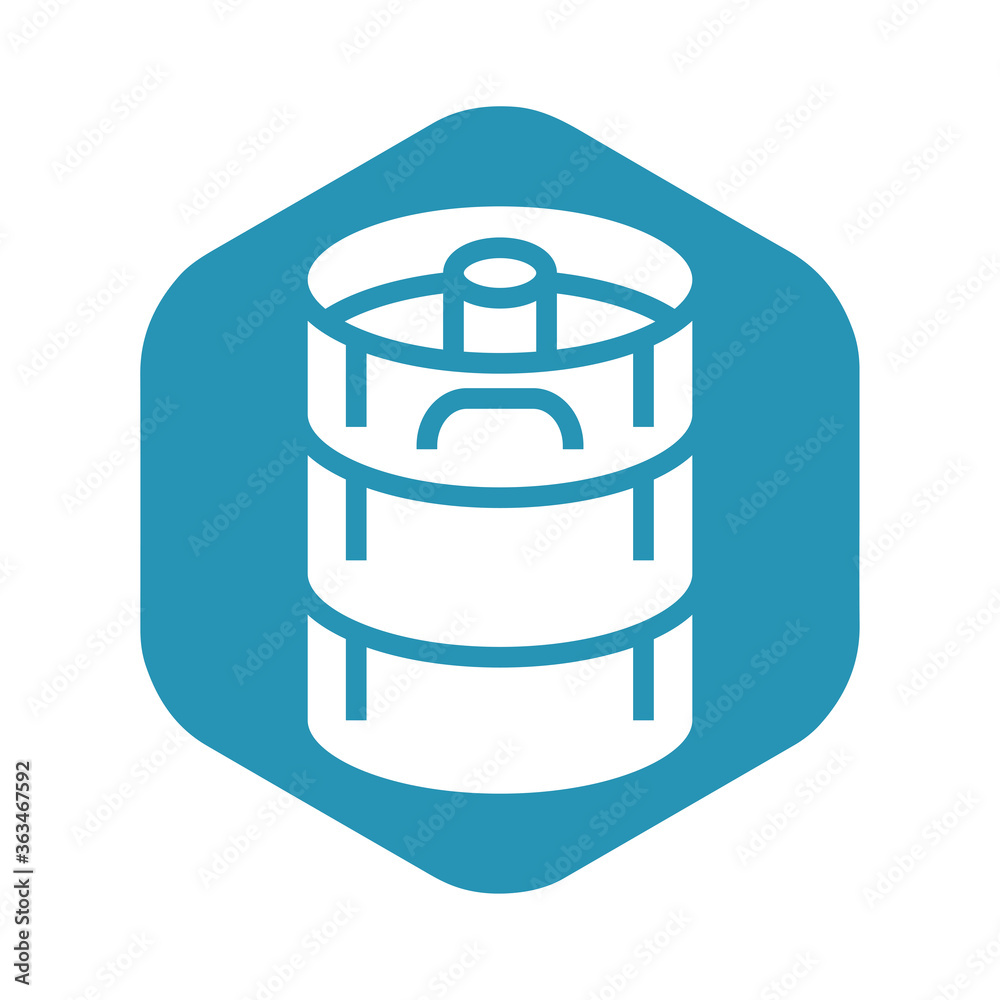 Keg icon. Metal container for storing and transporting beer and other beverages. Vector illustration isolated on a white background for design and web. Keg icon. Metal container for storing and transporting beer and other beverages. Vector illustration isolated on a white background for design and web.
