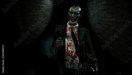 art of zombie in dark night cinema concept costume walking