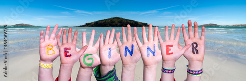 Canvas Print Children Hands Building Colorful English Word Beginner