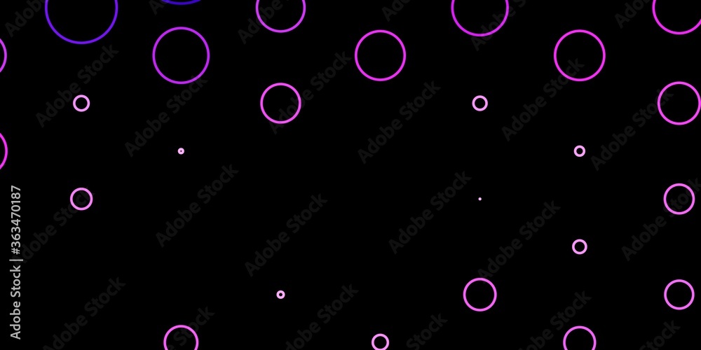 Dark Purple vector template with circles. Glitter abstract illustration with colorful drops. Pattern for wallpapers, curtains.