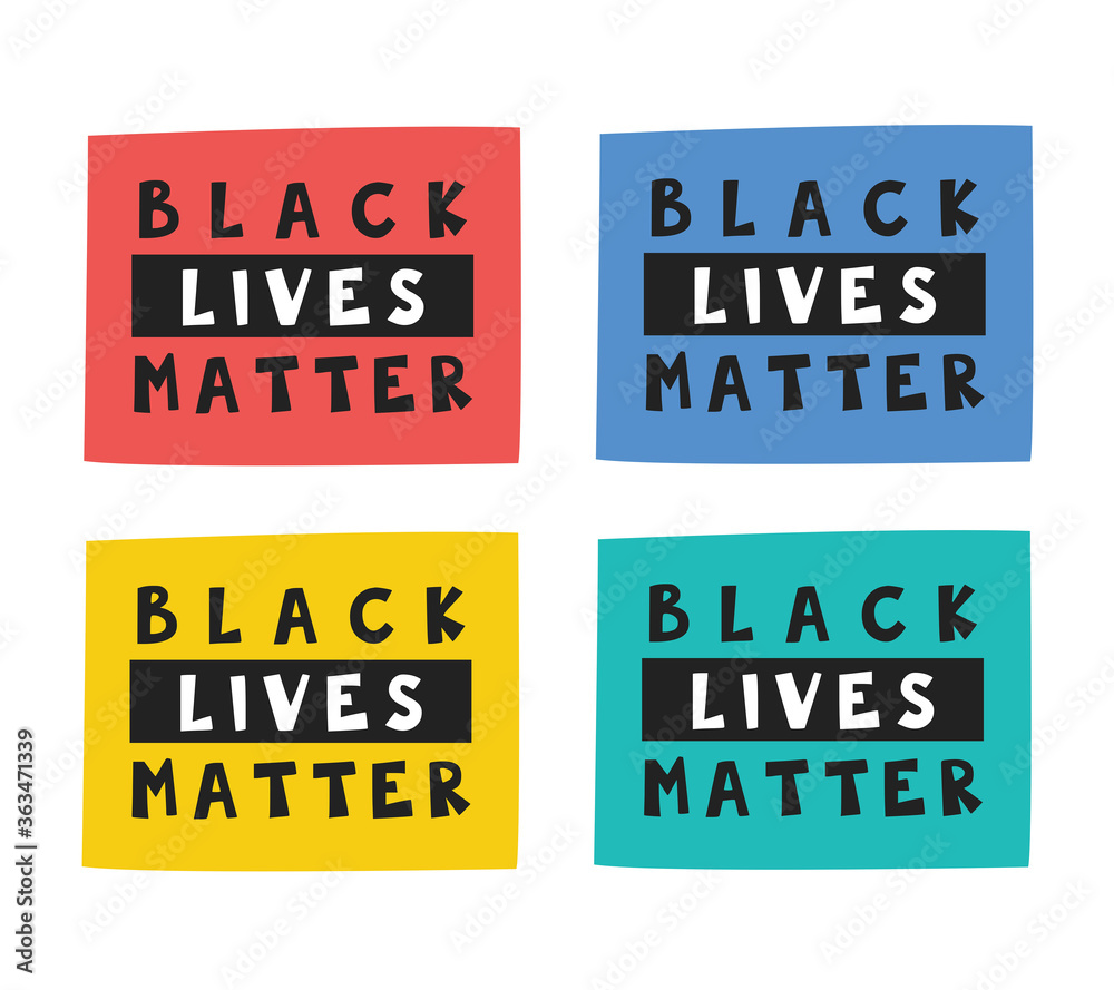 Black lives matter. Text, lettering, moto on different rectangles. Afro  american culture. Human rights. Active social position. Flat vector  illustration, icon, sticker. Isolated on white background  Stock-Vektorgrafik | Adobe Stock