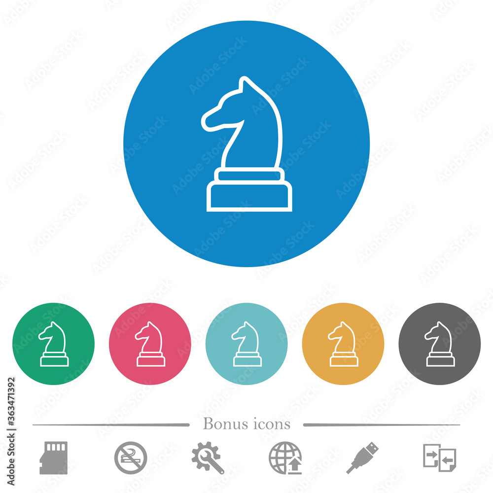 White chess knight flat round icons White chess knight flat round icons