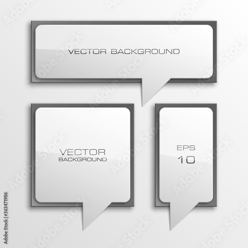 Colloquial cloud on a rectangular background. Square banner. Three speech bubbles. Abstract vector banner. Design shape. Rectangle form.