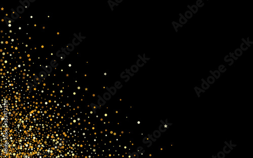 Gold Circle Happy Black Background. Falling Dot 