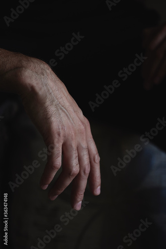 Male hands show different gestures hand movements.