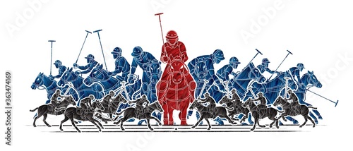 Polo Horses players sport cartoon graphic vector