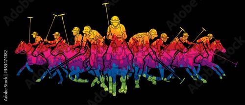 Polo Horses players sport cartoon graphic vector