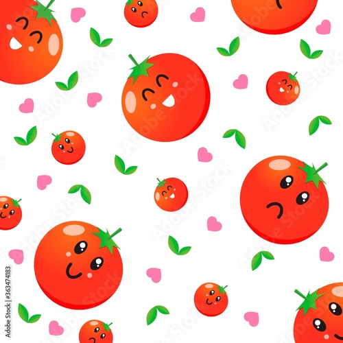 Cute tomato character pattern vector