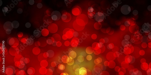 Dark Orange vector backdrop with dots. Glitter abstract illustration with colorful drops. Pattern for websites.