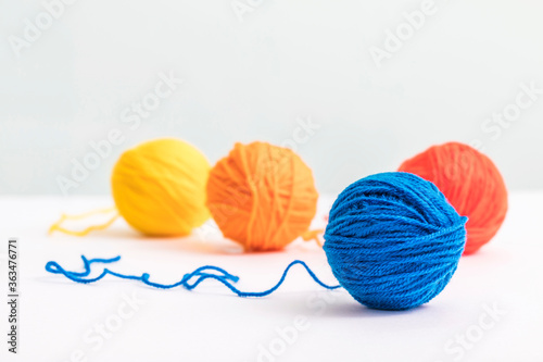 Ball of yarn on white background 