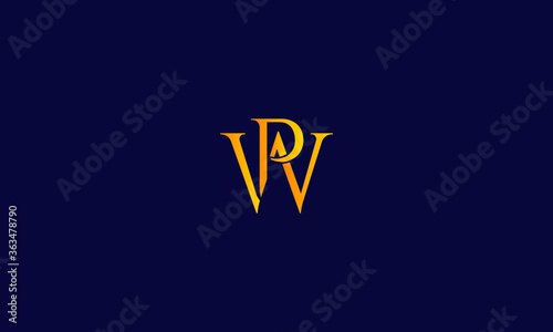 Alphabet letter icon symbol monogram logo PW, WP