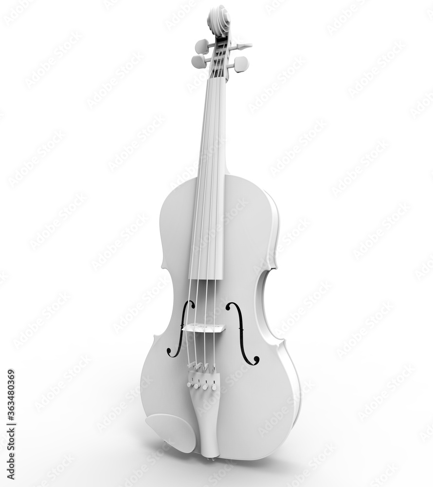 Naklejka premium White Viola Violin - 3D rendering
